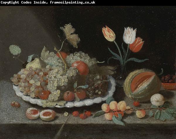Jan Van Kessel Still life with grapes and other fruit on a platter